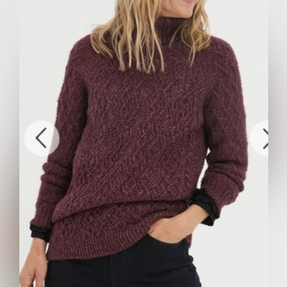 NWT - Fat Face Women’s Turtleneck Cable Knit Sweater - US 8/M - Picture 2 of 14